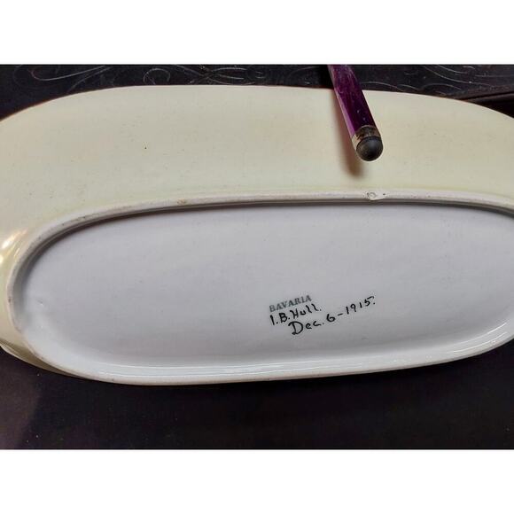 Bavarian purple pansies and heavy gold Celery tray tab handle - Picture 4 of 4